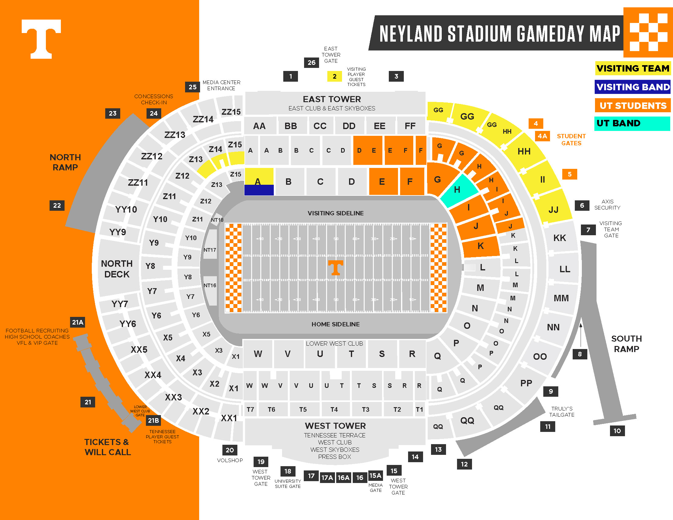 Neyland Stadium 2022 Football Season Seating Chart