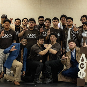 Local members of Lambda Theta Phi Latin Fraternity, Inc. at the University of Tennessee, Knoxville after a fraternity stepping event.