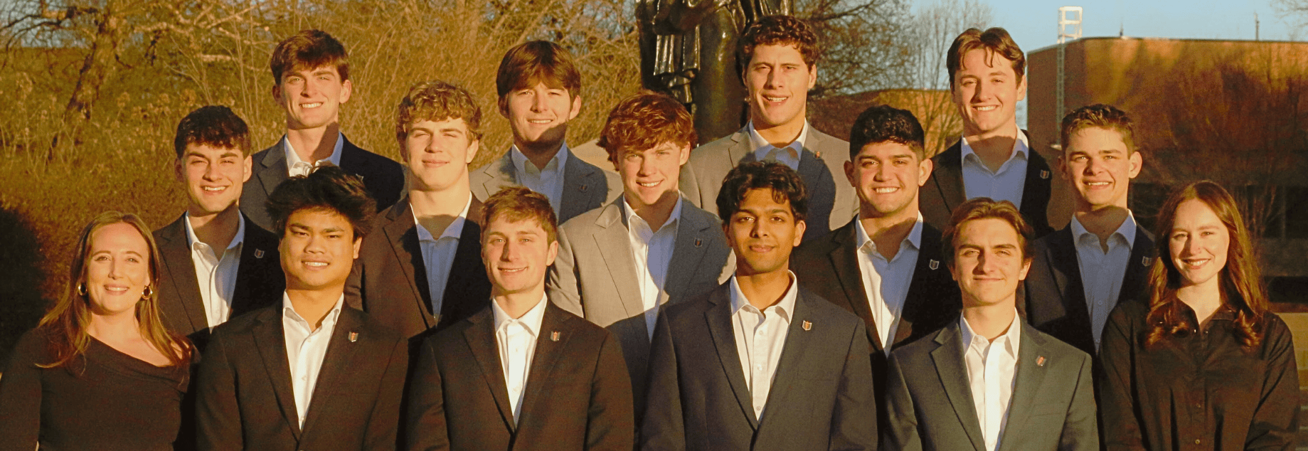 Members of the executive board of the Interfraternity Council, also known as the IFC, in front of Ayers Hall.