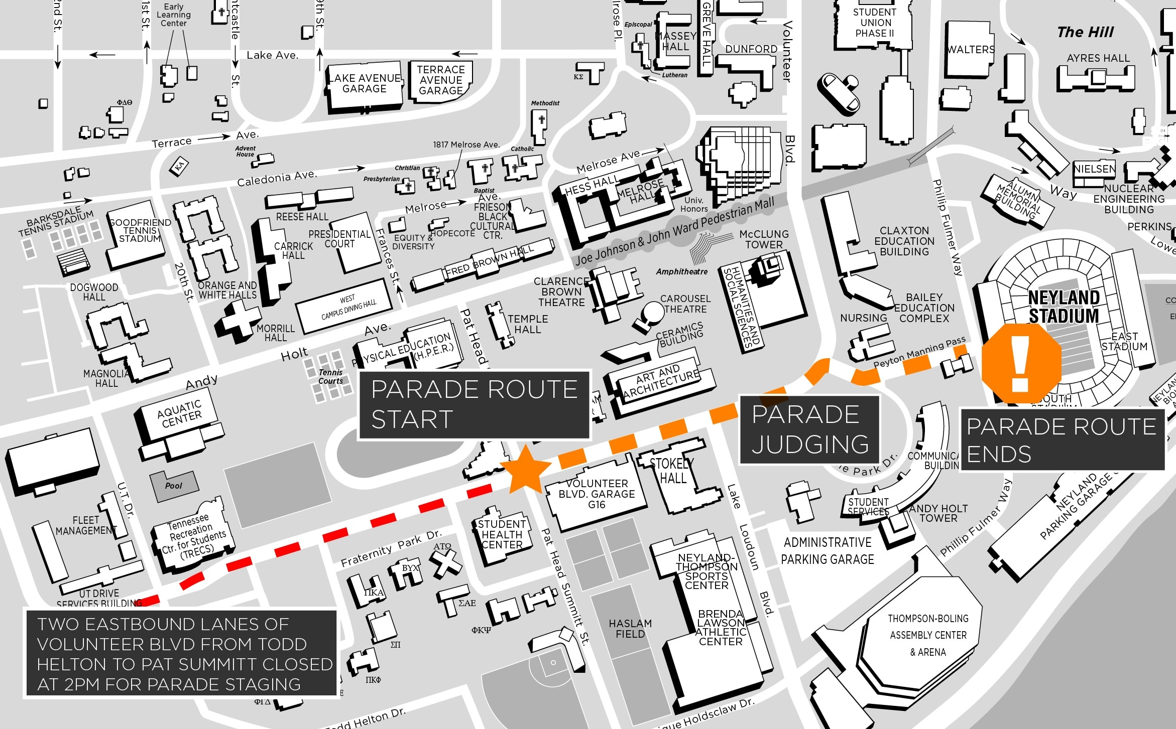 Map of the homecoming parade route