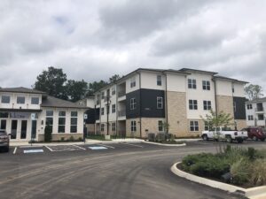 An exterior shot of Lakemoor Station