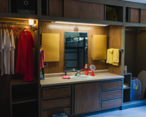 The two closets on either side of the sink in Reese Hall