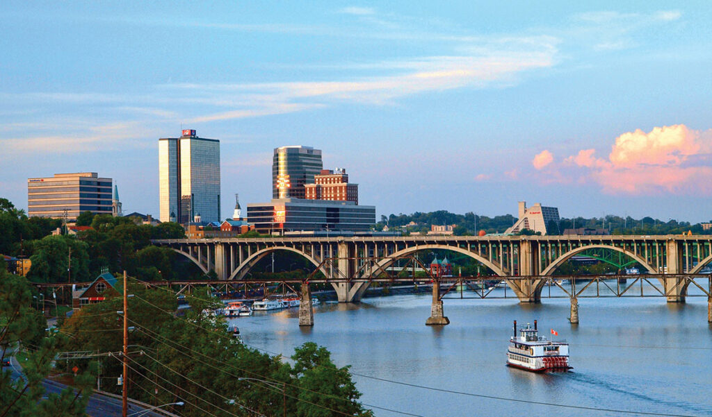 A scenic view of downtown overlooking the Tennessee River