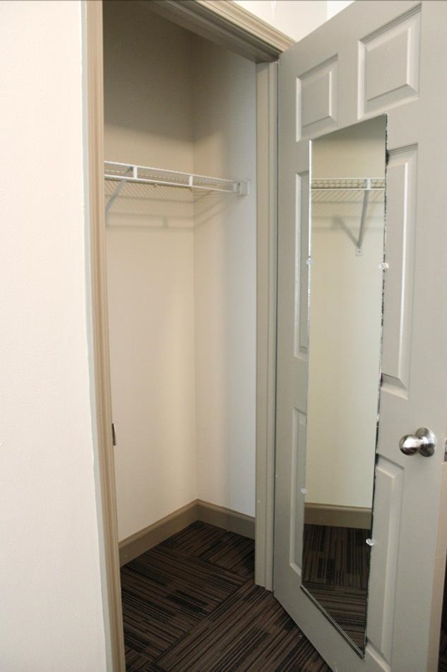 Empty and open closet in Vol Hall.