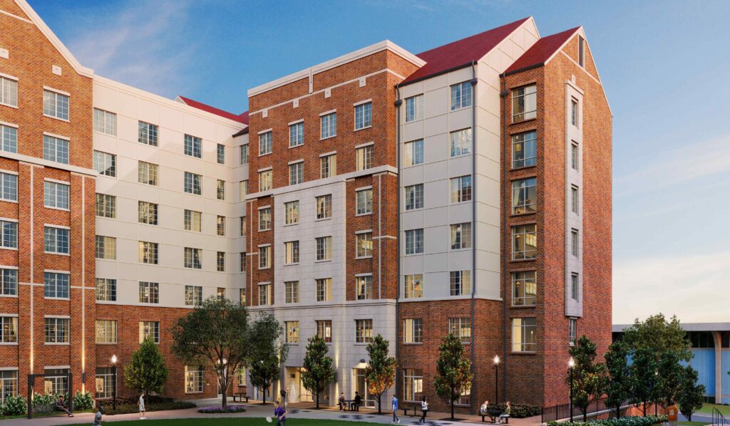Exterior view of the courtyard outside Poplar Hall