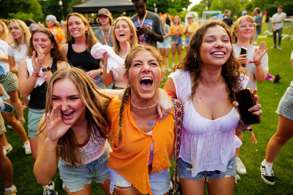 Students enjoy a concert during the 20th Anniversary of Volapalooza in Circle Park.