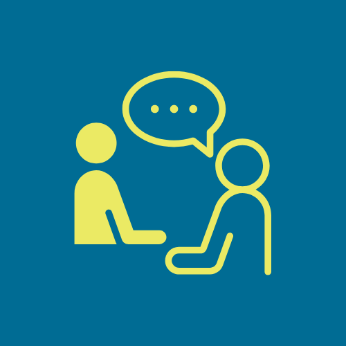 graphic of two stick figures talking