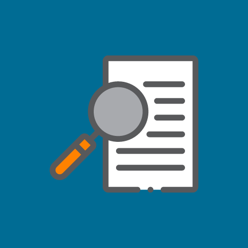 graphic of a magnifying glass over a piece of paper