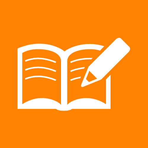 Clip art image of a pencil writing in a book