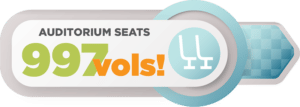 Graphic that states, "Auditorium seats 997 vols!"