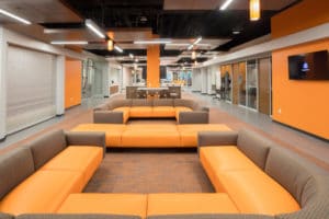 Orange couches in the Student Untion