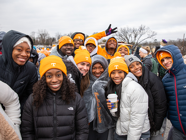 Students pose for a photo during the Martin Luther King, Jr. parade in Knoxville