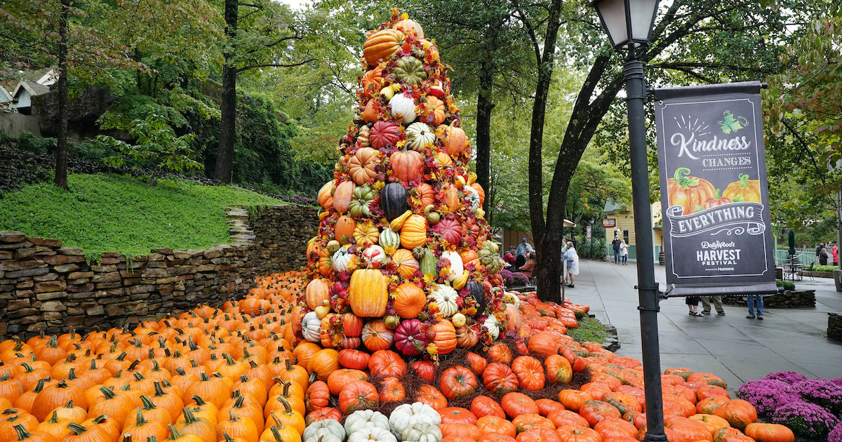 pumpkins staked like a tree