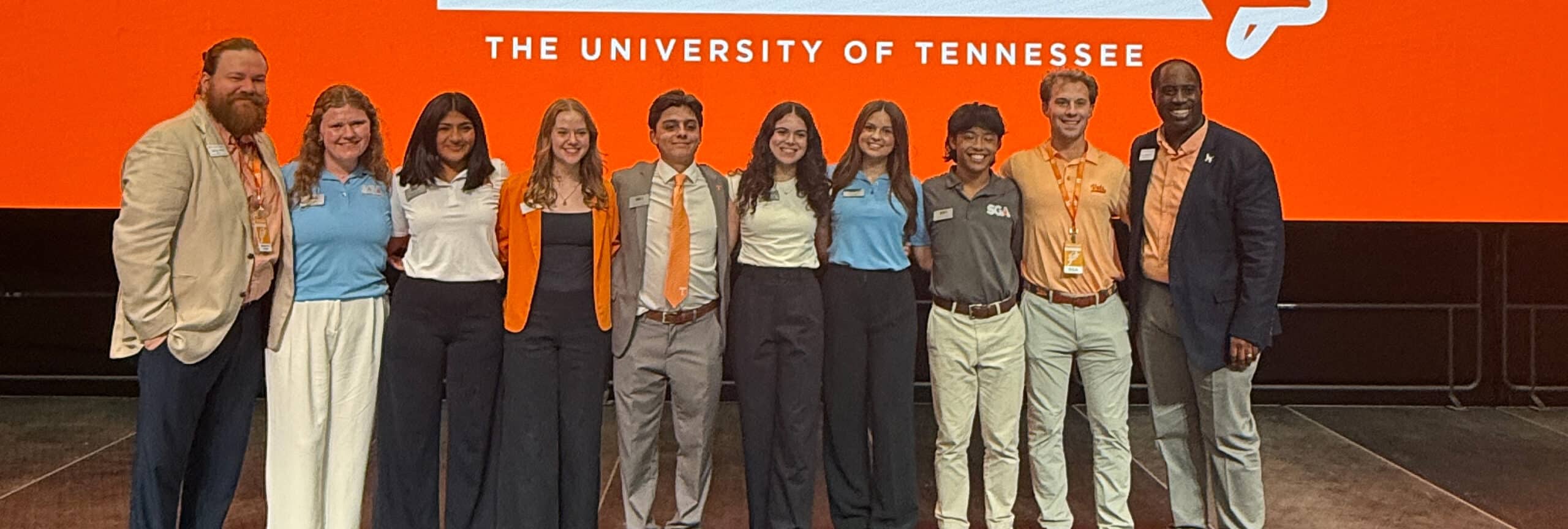 group photo of SGA members with Todd Cox and Byron Hughes