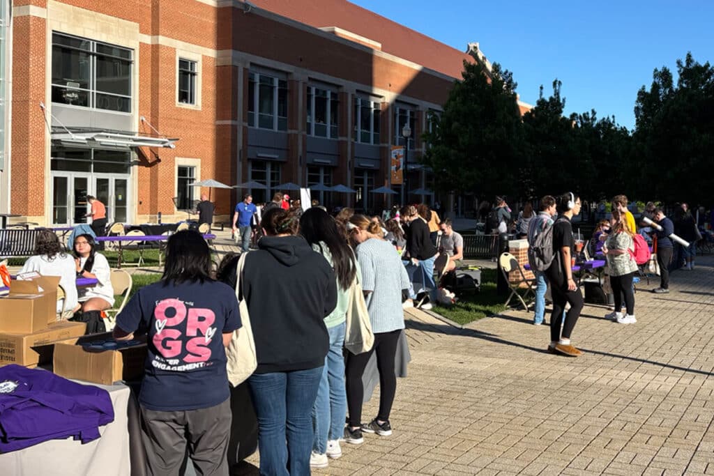 line of students at Recovery Day event