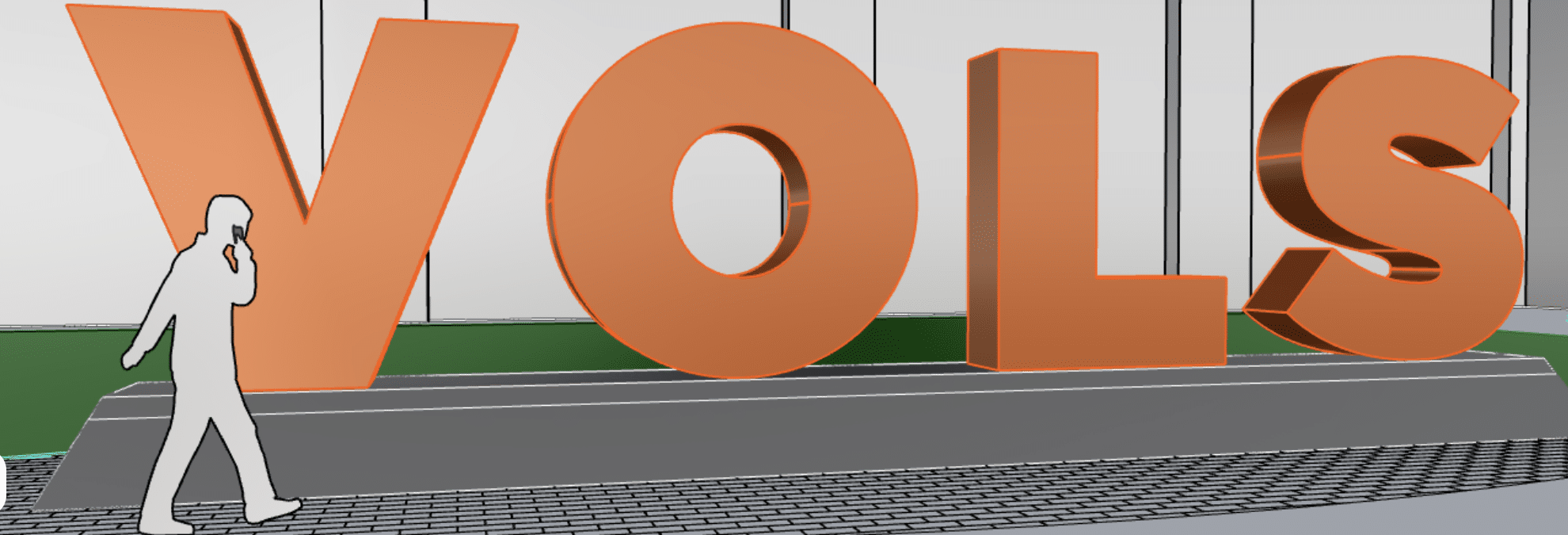 large sign that spells out Vols