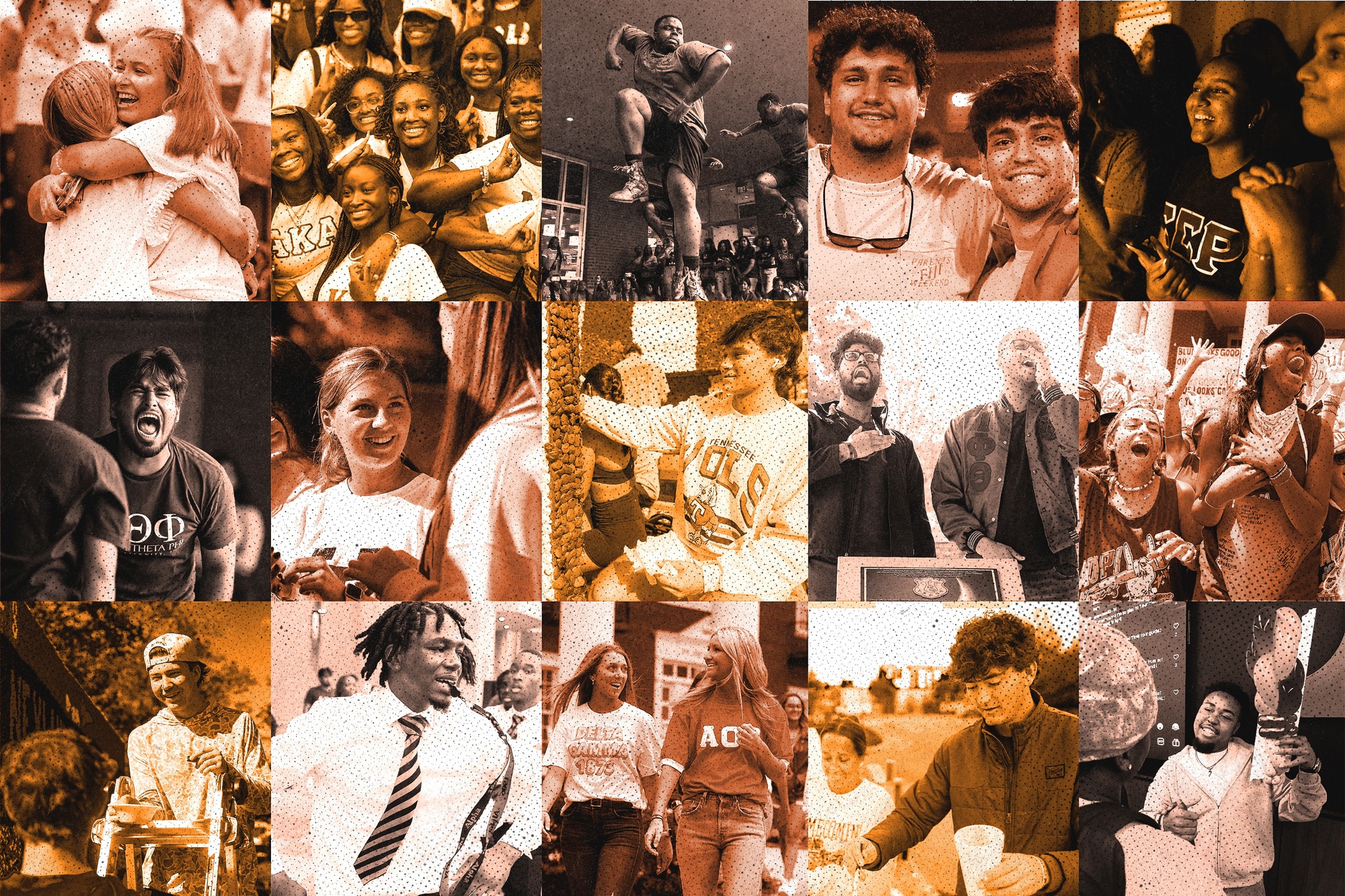 A collage of sorority and fraternity group photos.